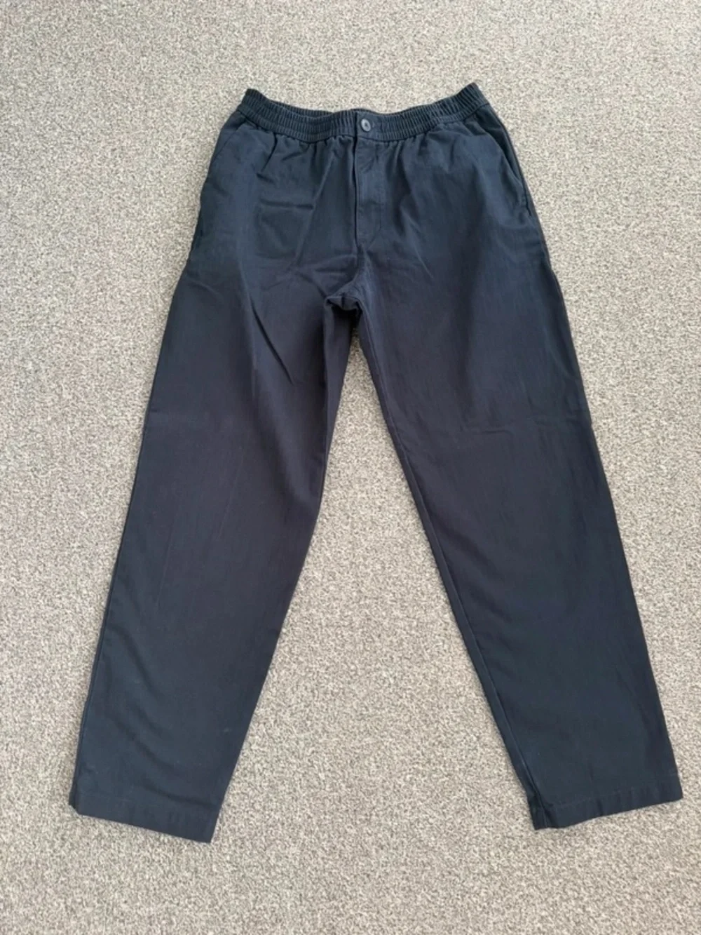 Men's Black Casual Elastic-Waist Pants